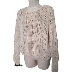 Vince Chunky Knit Sweater Womens sz L  Layering Casual ivory cotton long sleeve